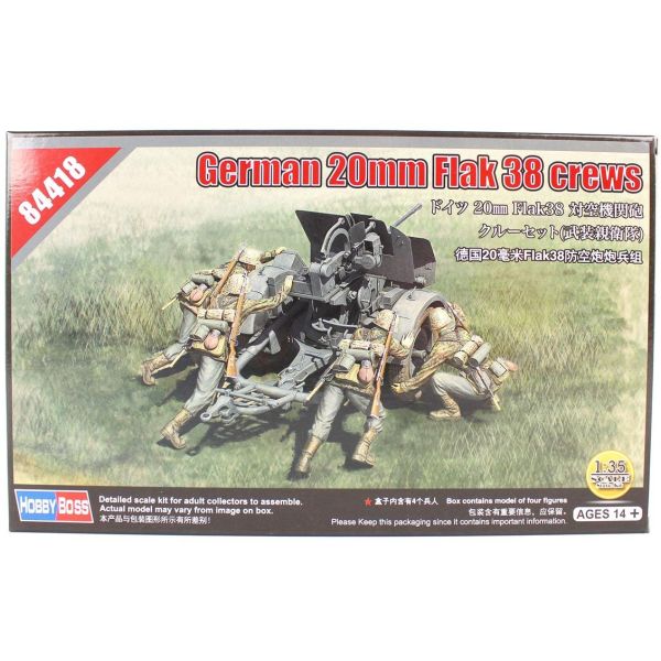 HobbyBoss 84418 1/35 Ölçek, Alman 20mm Flak 38 Topçuları, Plastik Model kiti