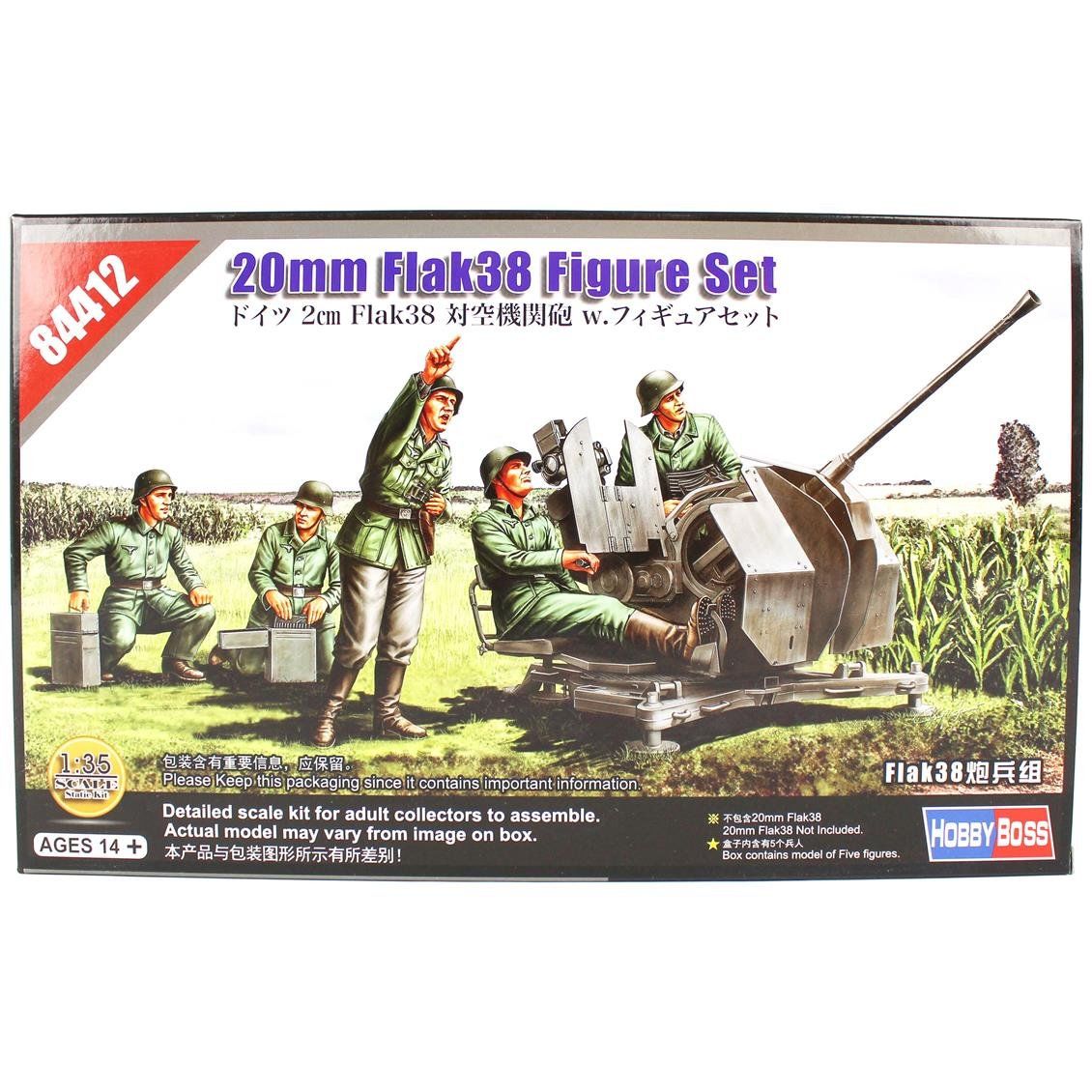 HobbyBoss 84412 1/35 Ölçek, 20mm Flak38 Topçuları, Askeri Figür, Plastik Model kiti