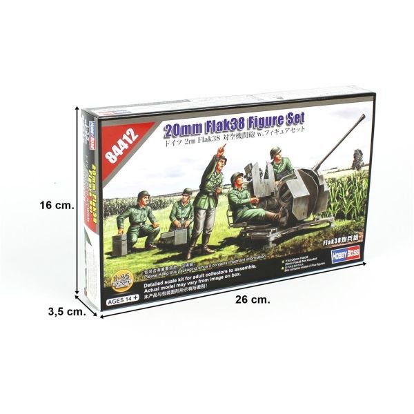 HobbyBoss 84412 1/35 Ölçek, 20mm Flak38 Topçuları, Askeri Figür, Plastik Model kiti