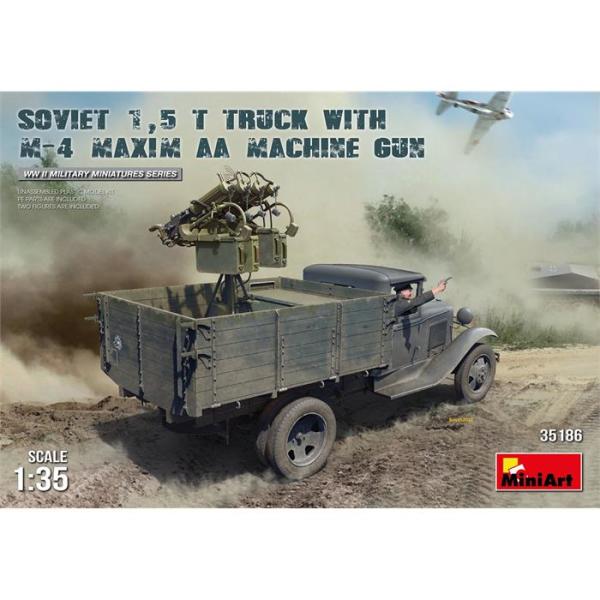 MiniArt Sovyet 1,5 t Kamyon. M-4 Maxim AA Makineli Tüfek ile birlikte.