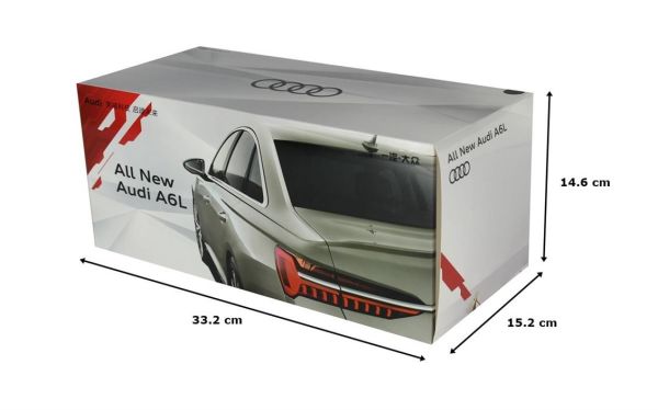 Paudi Model 2356BK 1/18 Ölçek, 2019 Audi A6L, Siyah, Sergilemeye Hazır Metal Araba Modeli