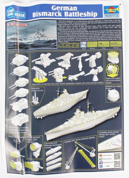 Trumpeter 05358 1/350 Ölçek, Alman Bismarck Savaş Gemisi Plastik Model Kiti