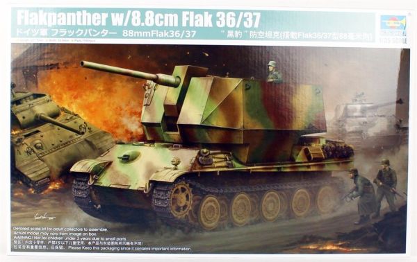 Trumpeter 09531 1/35 Ölçek, Flakpanther w/8.8cm Flak 36/37 Uçak-Tanksavar Topu Plastik Model Kiti