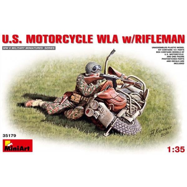 MiniArt Amerikan Motorsiklet WLA. Tüfekli Er ile birlikte.