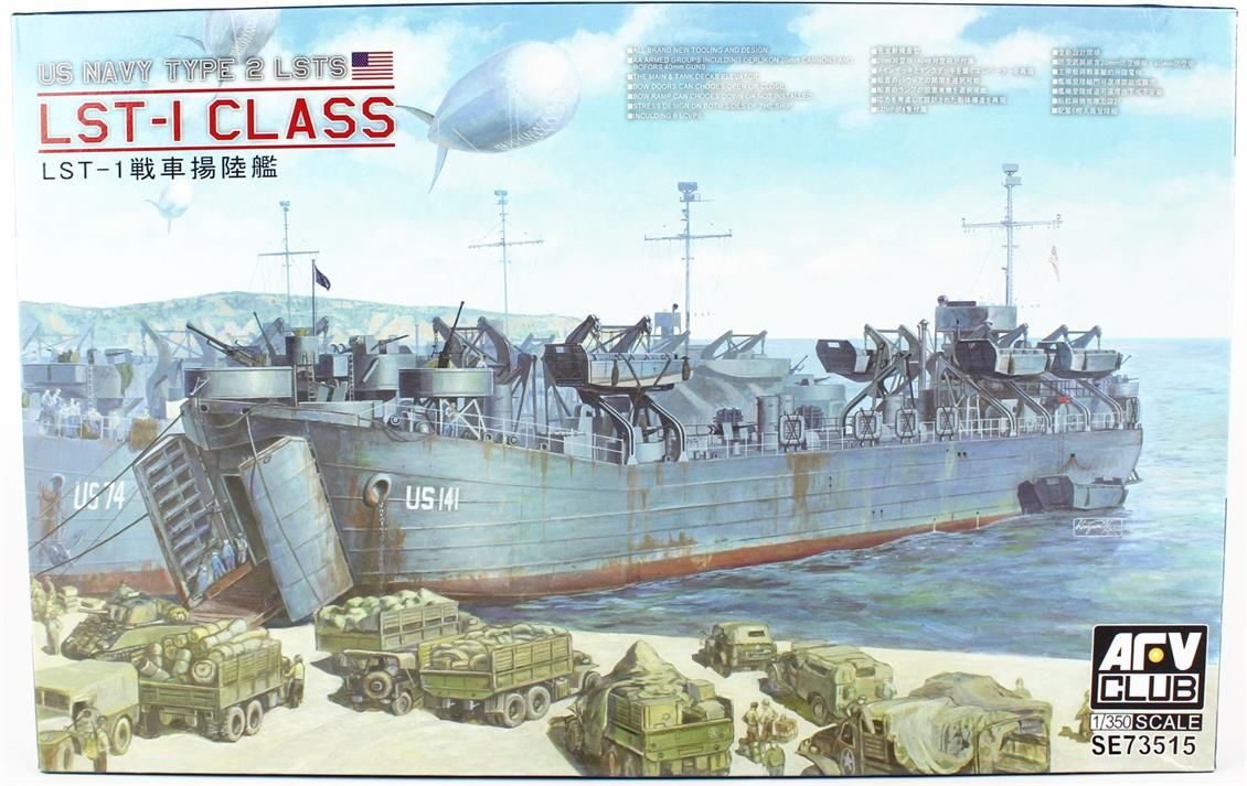 AFV Club SE73515 1/350 Ölçek, US WW2 LST-1 Class Çıkartma Gemisi, Plastik Model kiti