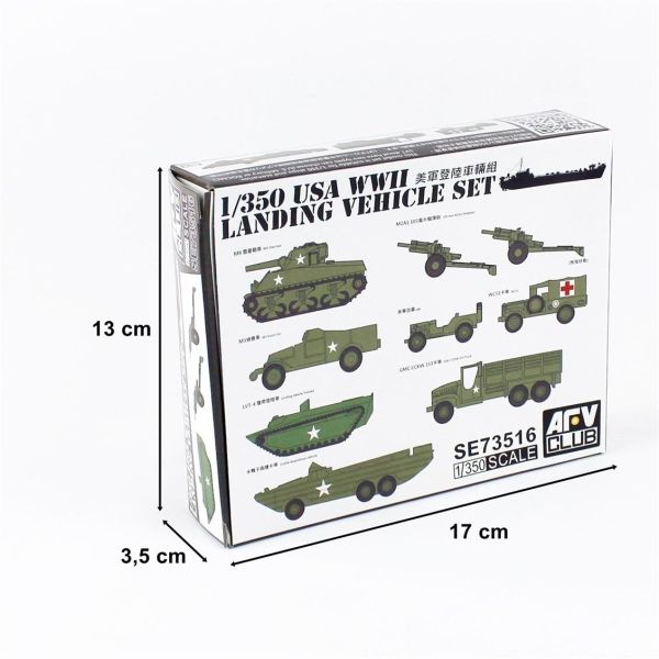 AFV Club SE73516 1/350 Ölçek, US WW2 Çıkartma Gemisi Araç Seti, Plastik Model kiti