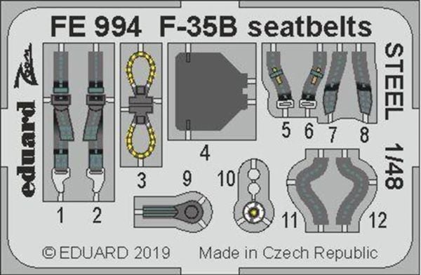 Eduard Fe994 1/48 Ölçek, F-35B Seatbelts Steel 1/48 Ölçek, For K