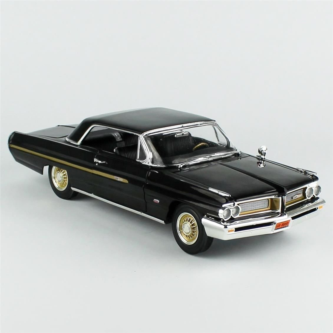 AutoWorld AMM1291 1/18 Ölçek, 1962 Pontiac Grand Prix Hardtop (Fireball Roberts Edition), Starlight Black, Sergilemeye Hazır Me