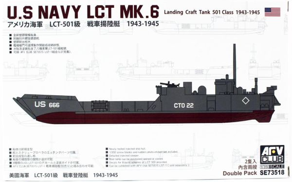 AFV Club SE73518 1/350 Ölçek, U.S NAVY LCT Mk. 6-501 class (1943-1945) Çıkartma Gemisi, Plastik Model kiti