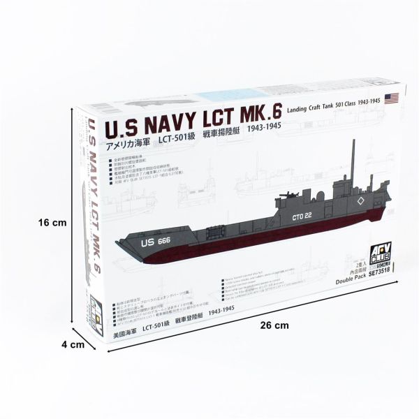 AFV Club SE73518 1/350 Ölçek, U.S NAVY LCT Mk. 6-501 class (1943-1945) Çıkartma Gemisi, Plastik Model kiti