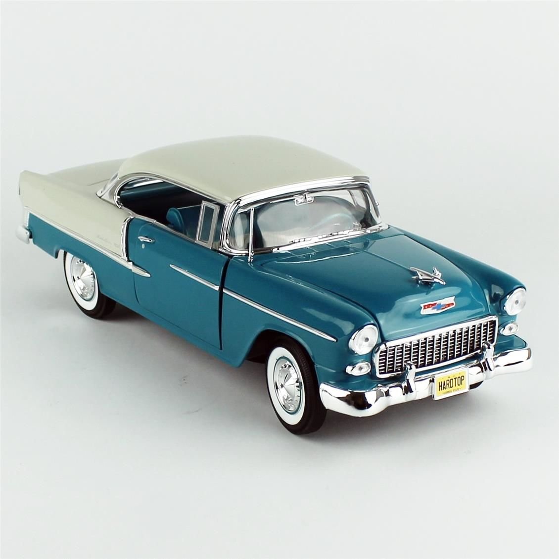 AutoWorld AMM1295 1/18 Ölçek, 1955 Chevrolet Bel Air Hardtop Hemmings, Sergilemeye Hazır Metal Araba Modeli