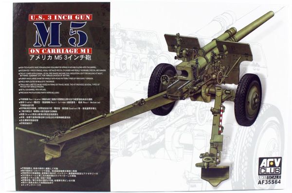 AFV Club AF35S64 1/35 Ölçek, 3in Gun M5 On Carriage M1 Top, Plastik Model kiti