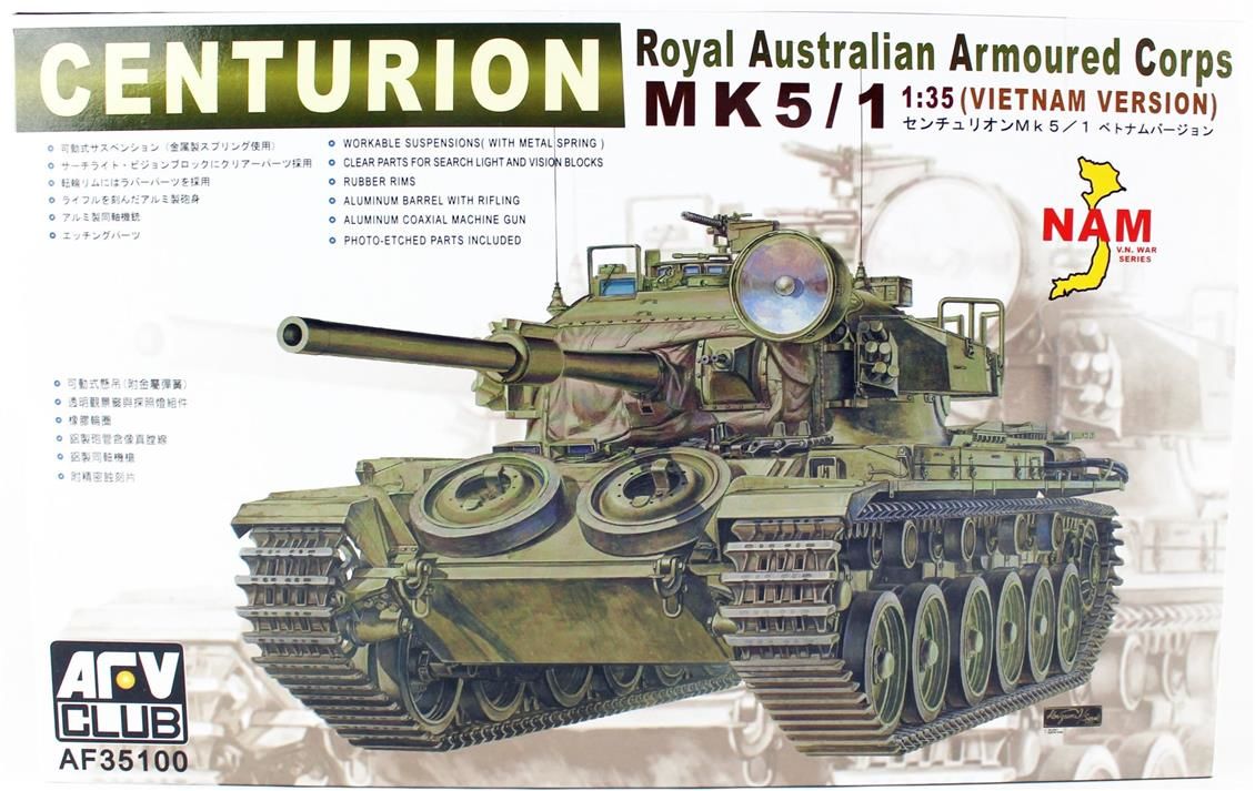 AFV Club AF35100 1/35 Ölçek, CENTURION MK5/1 (Vietnam Versiyonu) Tankı, Plastik Model kiti