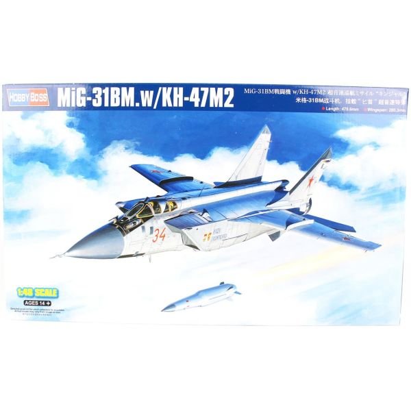 HobbyBoss 81770 1/48 Ölçek, MiG-31BM. w/KH-47M2, Savaş Uçağı, Plastik Model kiti