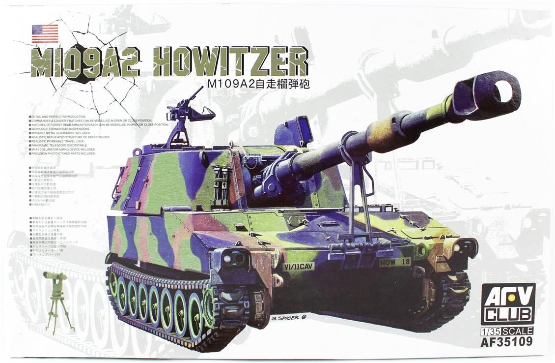 AFV Club AF35109 1/35 Ölçek, M109A2 HOWITZER, Hedefleme Cihazlı Obüs Tankı, Plastik Model kiti