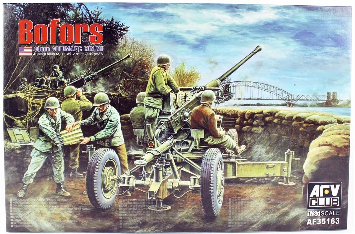 AFV Club AF35163 1/35 Ölçek, BOFORS 40mm Automatic M1 Topu, Plastik Model kiti