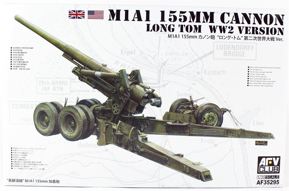 AFV Club AF35295 1/35 Ölçek, M1A1 155mm CANNON Long Tom (WW 2) Obüsü, Plastik Model kiti