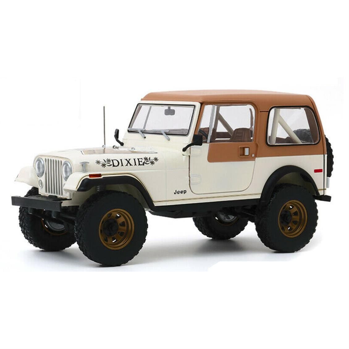 GreenLight 19065 1/18 Ölçek, 1979 Jeep CJ-7 ,Dixie (Dukes of Hazzard Look a Like), Beyaz, Sergilemeye Hazır Metal Cip Modeli