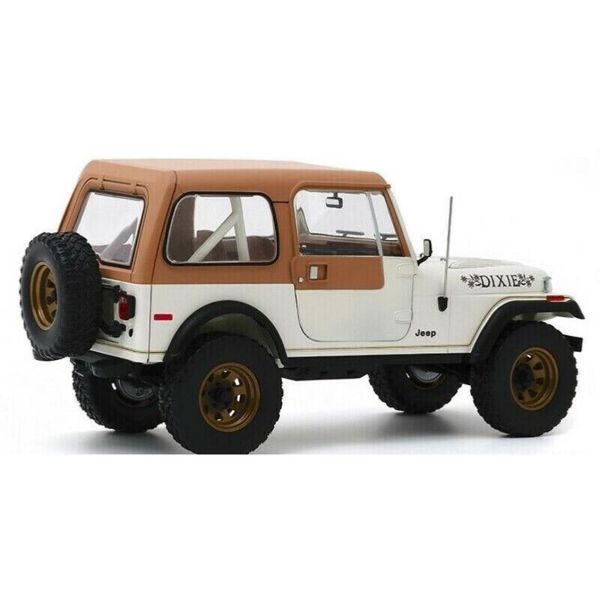 GreenLight 19065 1/18 Ölçek, 1979 Jeep CJ-7 ,Dixie (Dukes of Hazzard Look a Like), Beyaz, Sergilemeye Hazır Metal Cip Modeli