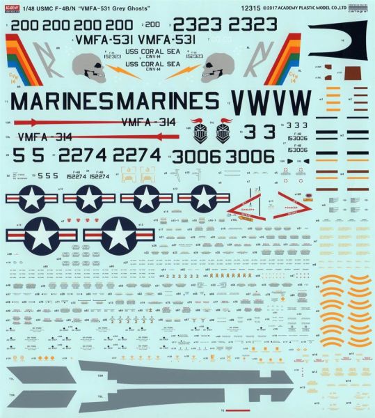 Academy 12315 1/48 Ölçek, USN F-4N VMFA-531 Gray Ghosts Savaş Uçağı, Plastik Model kiti