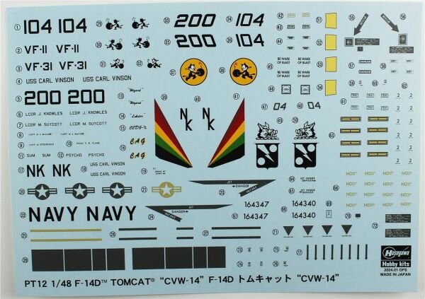 Hasegawa PT12 7212 1/48 Ölçek, F-14D Tomcat (CVW-14), Savaş Uçağı Plastik Model Kiti