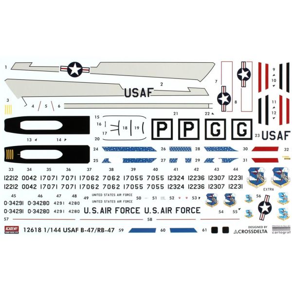 Academy 12618 1/144 Ölçek, USAF Boeing B-47 Savaş Uçağı, Plastik Model kiti