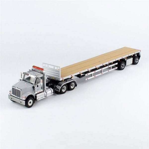 Diecast Masters 71041 1/50 Ölçek, International HX520 Tandem Gri Renk Çekici ve  53' Flat Bed ahşap tabanlı Dorse, Sergilemeye