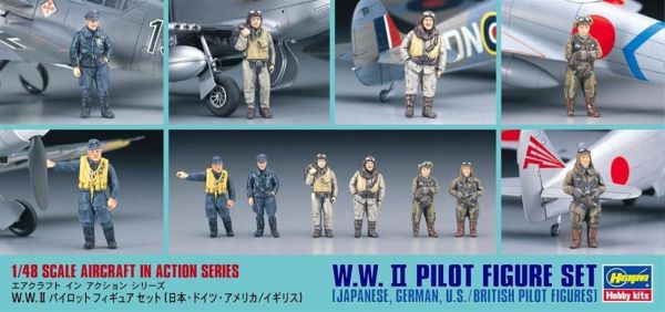 Hasegawa X48-7 36007 1/48 Ölçek, WW II Pilot Figürleri, Plastik Model kiti