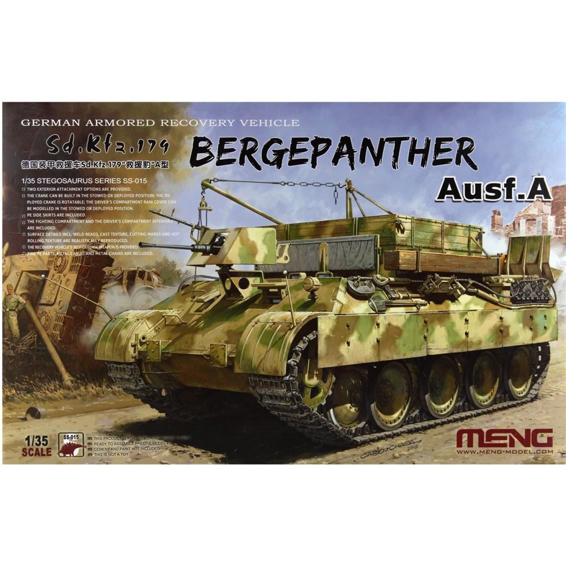 Meng SS-015 1/35 Ölçek, Alman Sd.Kfz.179 Bergepanther Ausf.A Zırhlı Aracı, Plastik Model kiti