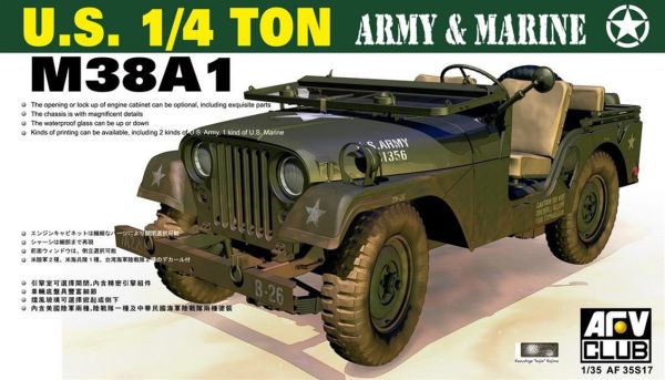 AFV Club AF35S17 1/35 Ölçek, U.S. 1/4 ton M38A1 Army & Marine Askeri Araç, Plastik Model kiti