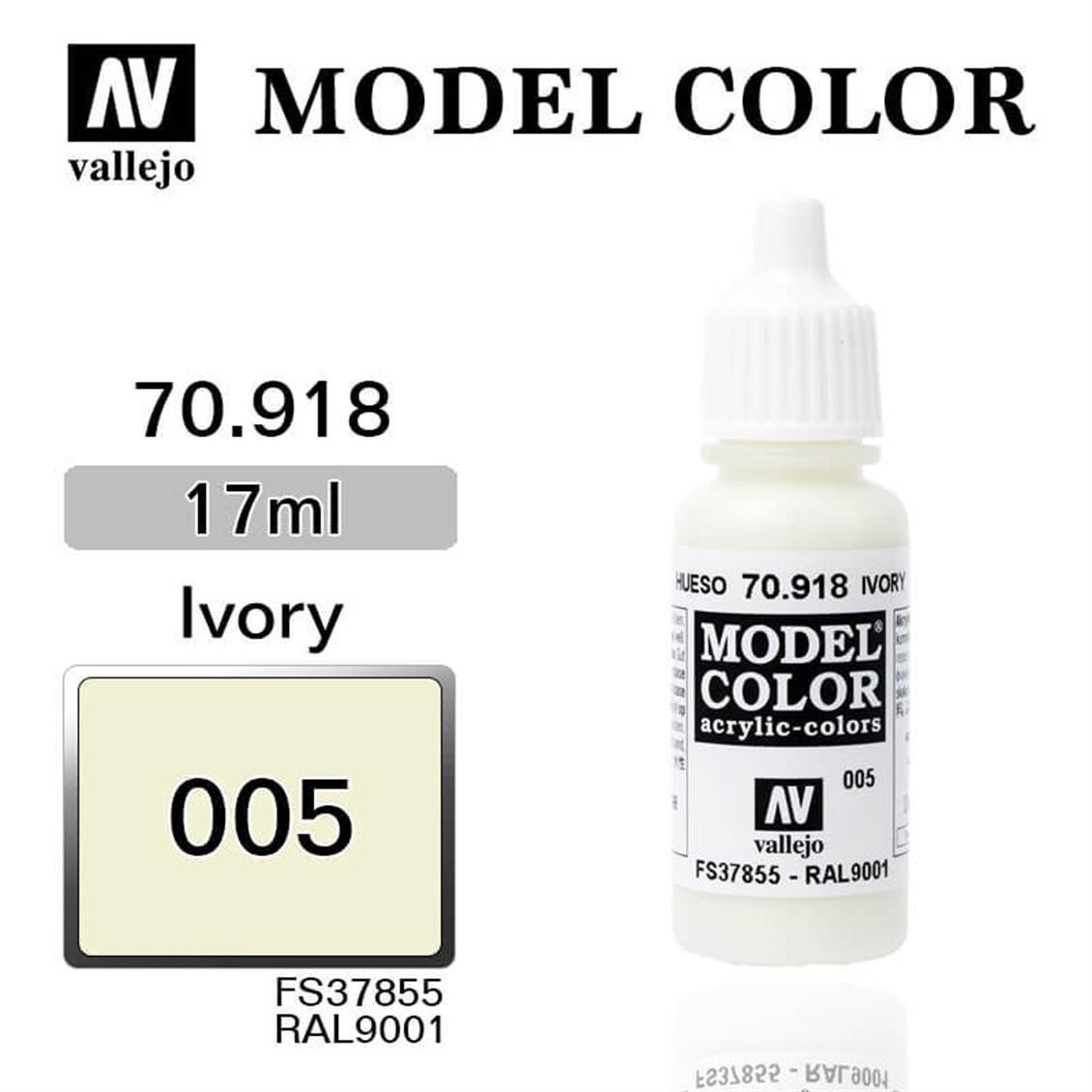 Vallejo 70918 17 ml. (5) IVory-Matt, Model Color Serisi Model Boyası