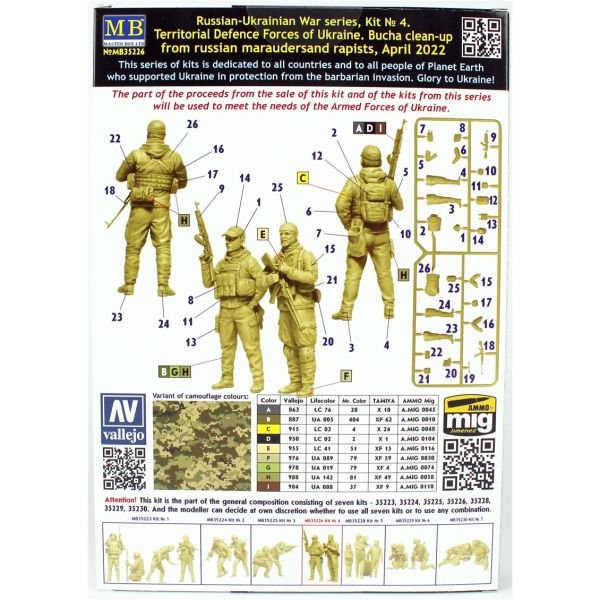 Masterbox 35226 1/35 Ölçek, Rus-Ukrayna Savaşı, Ukrayna Bölgesel Savunma Kuvvetleri, Plastik Figür Kiti