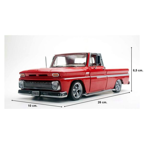 Sunstar 1365 1/18 Ölçek, 1965 Chevrolet C-10 Styleside Kamyonet, Kırmızı, Sergilemeye Hazır Metal Araba Modeli