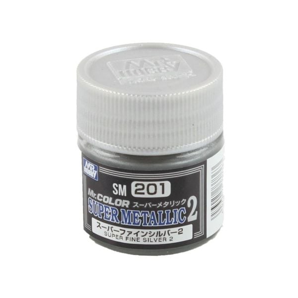 Mr.Hobby SM-201 10 ml. Super Fine Silver, Mr.Color Metallic Colors-II Serisi Model Boyası