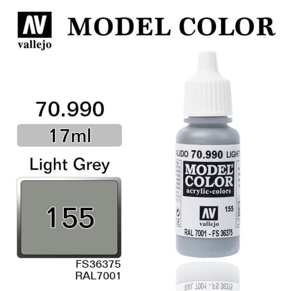 Vallejo 70990 17 ml. (155) Light Grey-Matt, Model Color Serisi Model Boyası