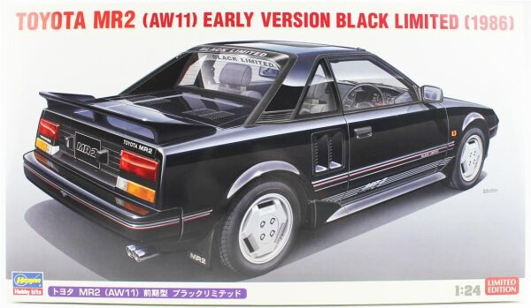 Hasegawa 20693 1/24 Ölçek, Toyota MR2 (AW11) Early Version Black Limited (1986), (Limited Edition) Otomobil Plastik Model Kiti