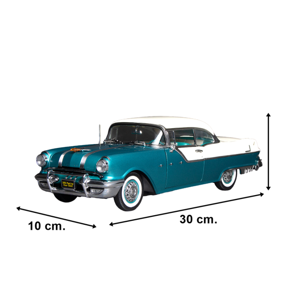 Sunstar 5047 1/18 Ölçek, 1955 Pontiac Star Chief Hard Top, Beyaz-Yeşil, Sergilemeye Hazır Metal Araba Modeli