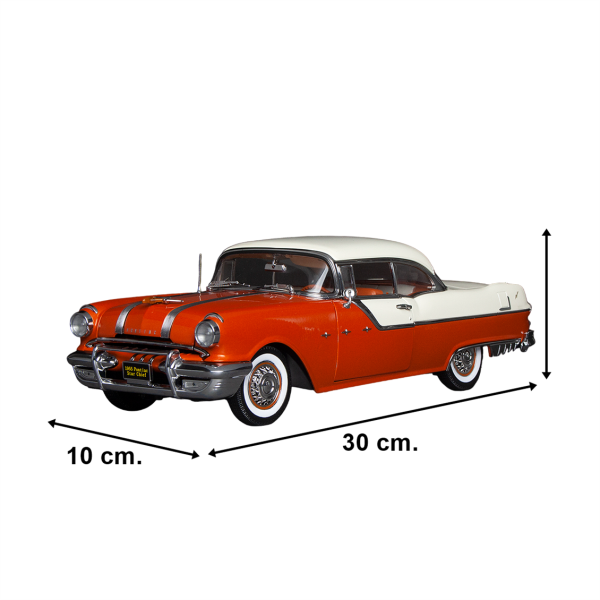 Sunstar 5048 1/18 Ölçek, 1955 Pontiac Star Chief Hard Top, Kırmızı-Beyaz, Sergilemeye Hazır Metal Araba Modeli