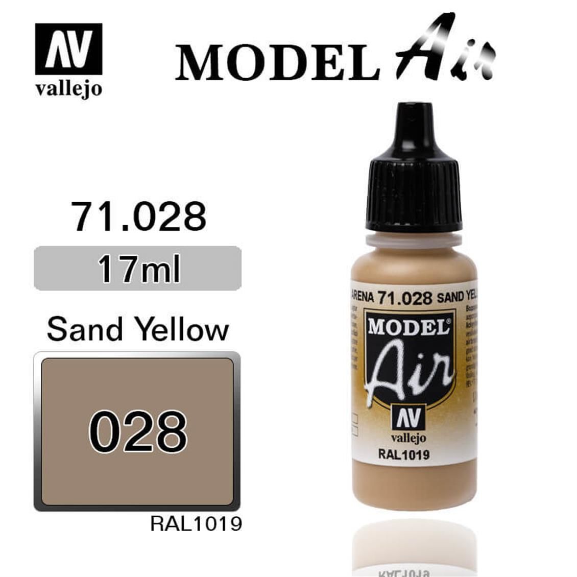 Vallejo 71028 17 ml. Sand Yellow, Model Air Serisi Model Boyası