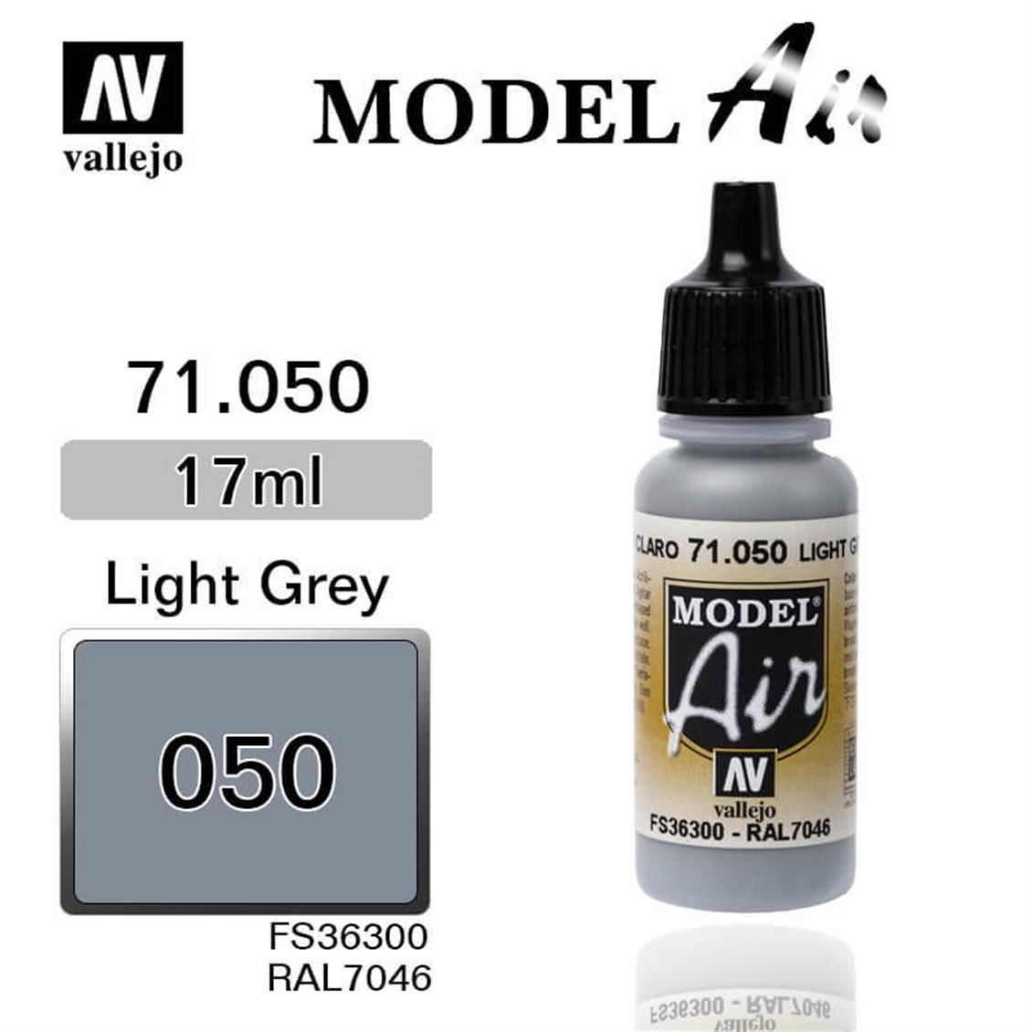 Vallejo 71050 17 ml. Light Grey, Model Air Serisi Model Boyası