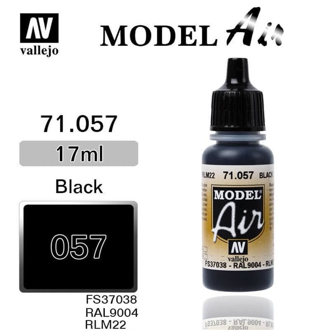 Vallejo 71057 17 ml. Black, Model Air Serisi Model Boyası