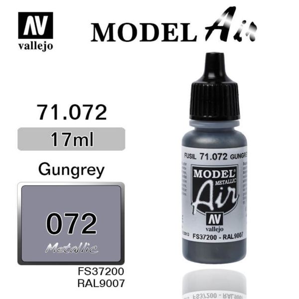 Vallejo 71072 17 ml. Gun Metal, Model Air Serisi Model Boyası