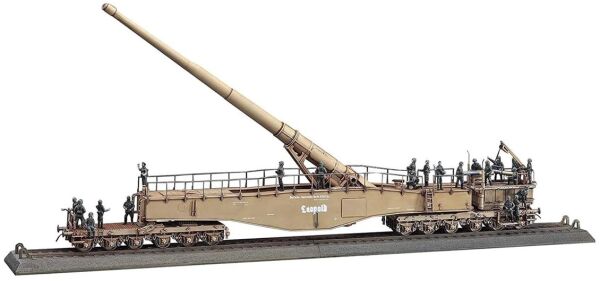 Hasegawa 30070 1/72 Ölçek, German Railway Gun K5 (E) Leopold Winter Camouflage w/Figure, Plastik Model Kiti