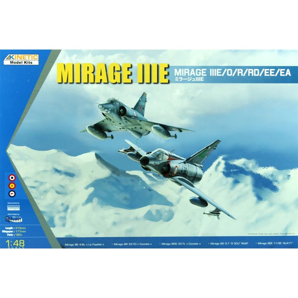 Kinetic K48050 1/48 Ölçek, Dassault Mirage IIIE/O/R/RD/EE/EA Savaş Uçağı, Plastik Model kiti