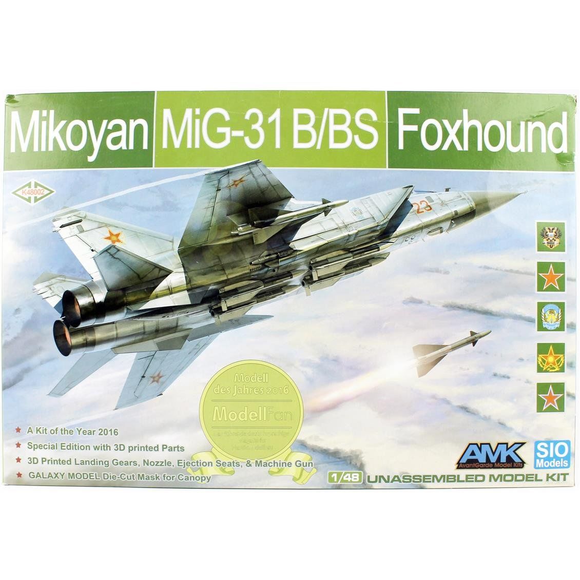 AMK 48002 1/48 Ölçek, MiG-31 B/BS (Special Edition-Sio Models), Savaş Uçağı, Plastik Model kiti