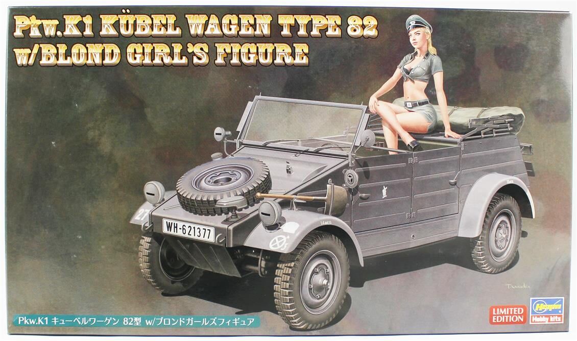 Hasegawa SP453 52253 1/24 Ölçek, Pkw.K1 Kübelwagen Type 82 w/Blond Girl's Figure, Plastik Model Kiti