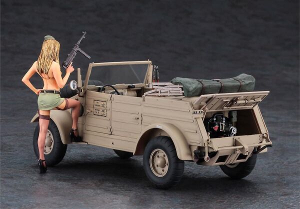 Hasegawa SP473 52273 1/24 Ölçek, Pkw.K1 Kübelwagen Type 82 (Balloon Tire) w/Blonde Girl's Figure, Plastik Model Kiti