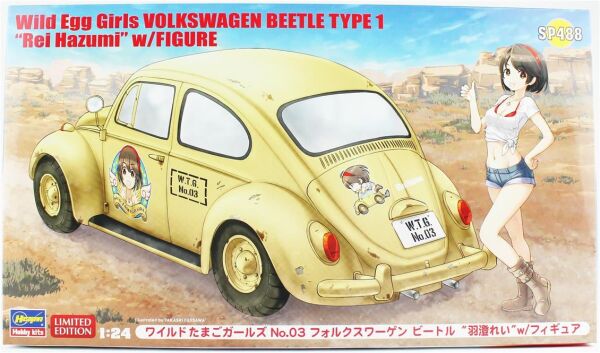 Hasegawa SP488 52288 1/24 Ölçek, Volkswagen Beetle Type 1 (Rei Hazumi) Wild Egg Girls No.03  w/Figure, Otomobil Plastik Model K