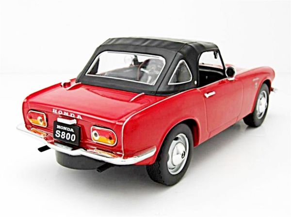 Triple9 Collection 1800190 1/18 Ölçek, 1966 Honda S 800, Kırmızı, Sergilemeye Hazır Metal Araba Modeli