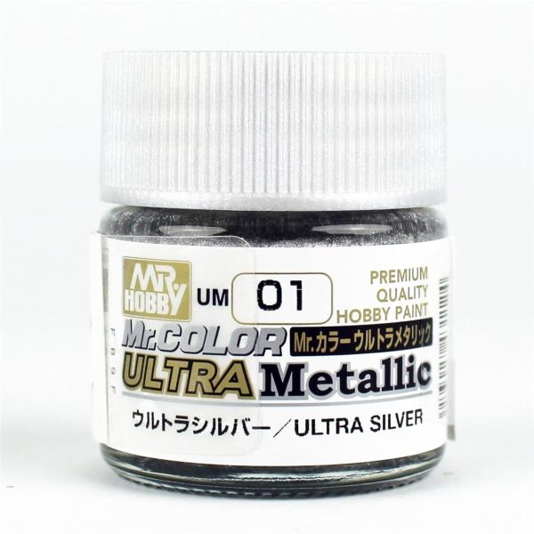 Mr.Hobby UM-01 10 ml. Ultra Silver, Mr.Color Ultra Metallic Colors-II Serisi Model Boyası